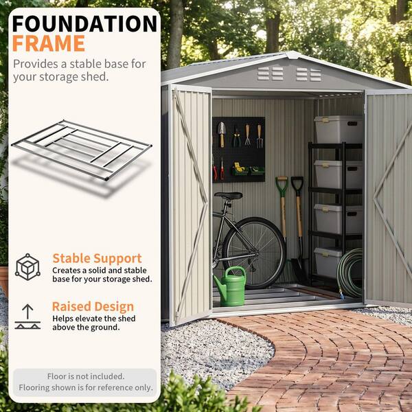 ToolCat 8 ft. W x 6 ft. D Metal Storage Shed with Metal Foundation