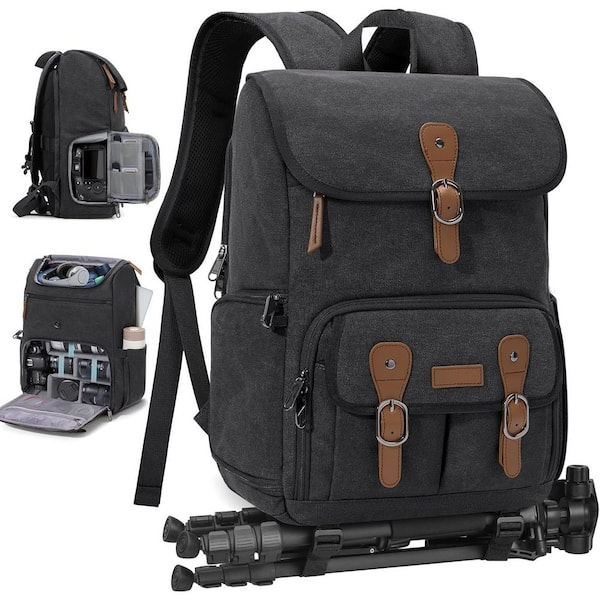 Camera Bag Backpack Professional for DSLR/SLR Mirrorless 15.6 In.Laptop Black with Tripod Holder and Rain Cover