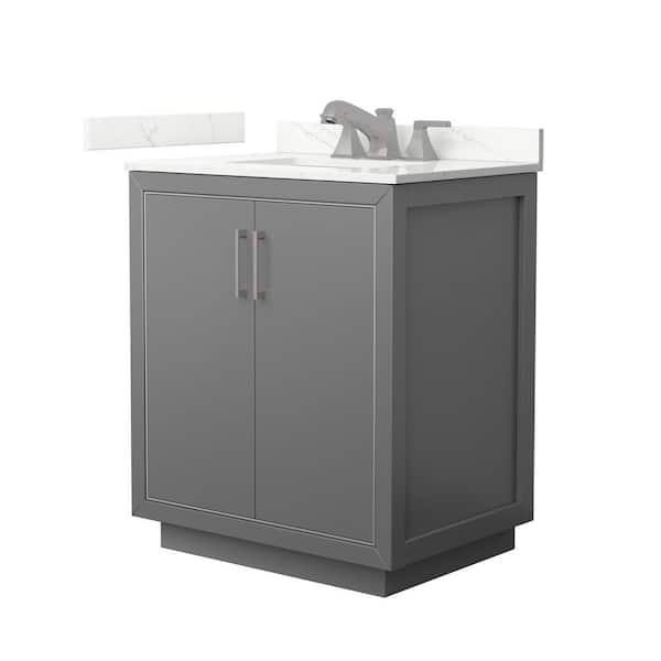 Wyndham Collection Icon 30 in. W x 22 in. D x 35 in. H Single Bath Vanity in Dark Gray with Giotto Quartz Top
