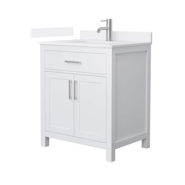 Beckett 30 in. Single Freestanding White Bath Vanity with White Quartz Top (Assembled)