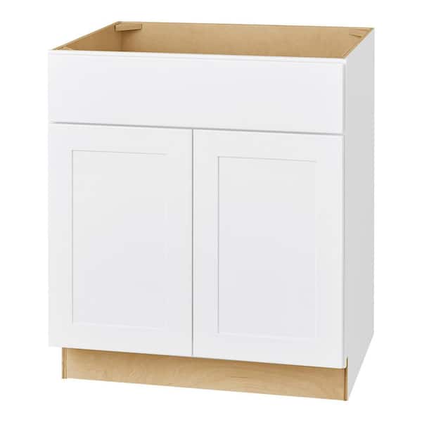 Hampton Bay Avondale 33 in. W x 24 in. D x 34.5 in. H Ready to Assemble Plywood Shaker Sink Base Kitchen Cabinet in Alpine White