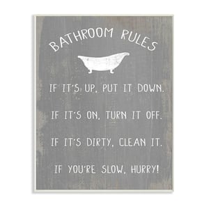 "Countryside Bathroom Rules Sign with Claw Bath" by Daphne Polselli Unframed Country Wood Wall Art Print 10 in. x 15 in.