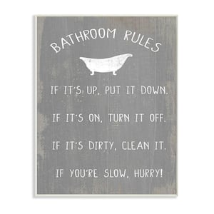 "Countryside Bathroom Rules Sign with Claw Bath" by Daphne Polselli Unframed Country Wood Wall Art Print 13 in. x 19 in.