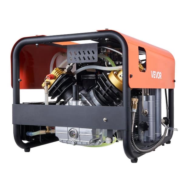 PCP Air Compressor, 4,500PSI/30Mpa Diving Scuba Tank, Double Cylinder Auto-Stop,Gas Power, Water and Fan Cooling System
