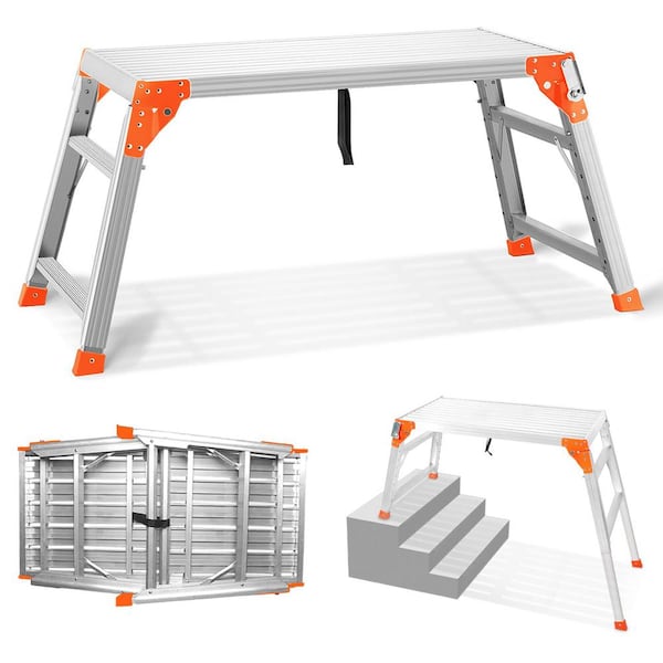 Angel Sar 3 .27 ft. Aluminum Portable Work Platform, 3 3 0 lb. Load Capacity, Portable Folding Scaffolding Platform
