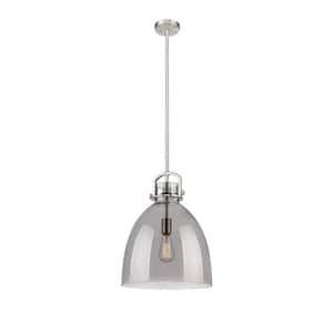 Newton Bell 100-Watt 1 Light Satin Nickel Shaded Pendant Light with Tinted glass Tinted Glass Shade