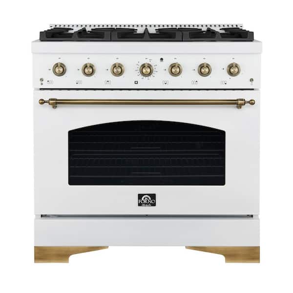 Antico 36 in. White Gas Range 6 Burner