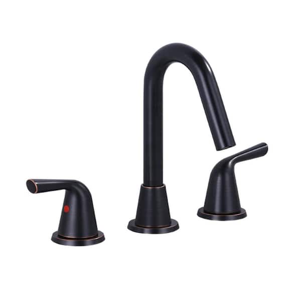 ALEASHA 8 in. Widespread Double Handle Bathroom Faucet with Drain Kit Included in Oil Rubbed Bronze