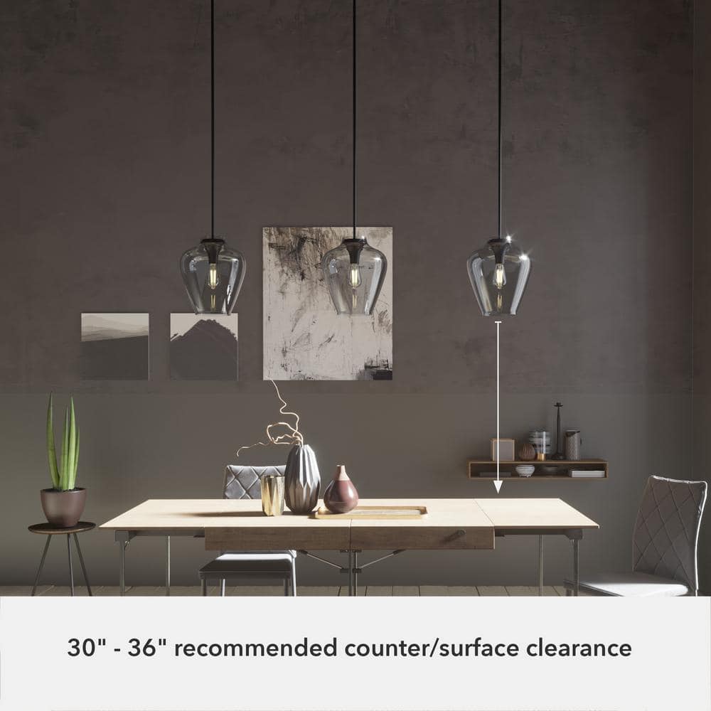Hunter Vidria Matte Black 12" LED Teardrop Pendant Light
