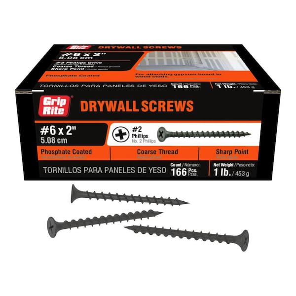 #6 x 2 in. #2 Phillips Bugle Head Coarse Thread Drywall Screws 1 lb. Box