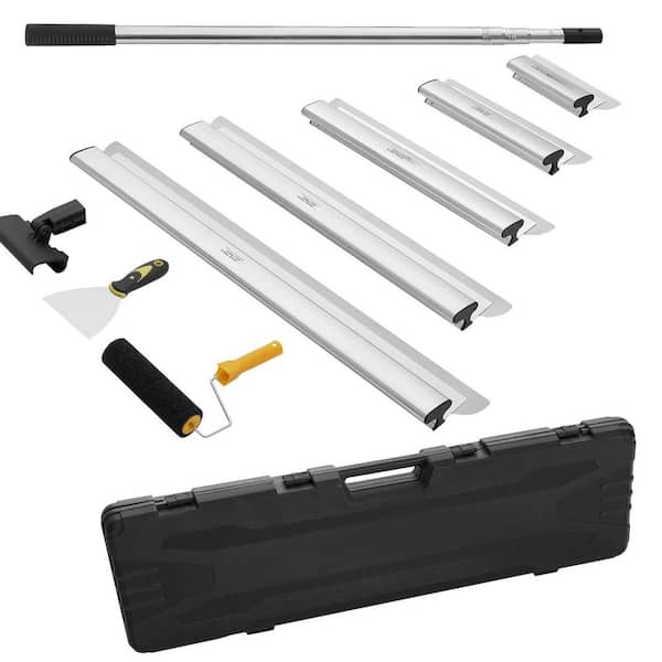 Stainless Steel Drywall Skimming Blade Set with 34 in. to 81.6 in. Extension Handle, Aluminum Handle, 5-Versatile Sizes