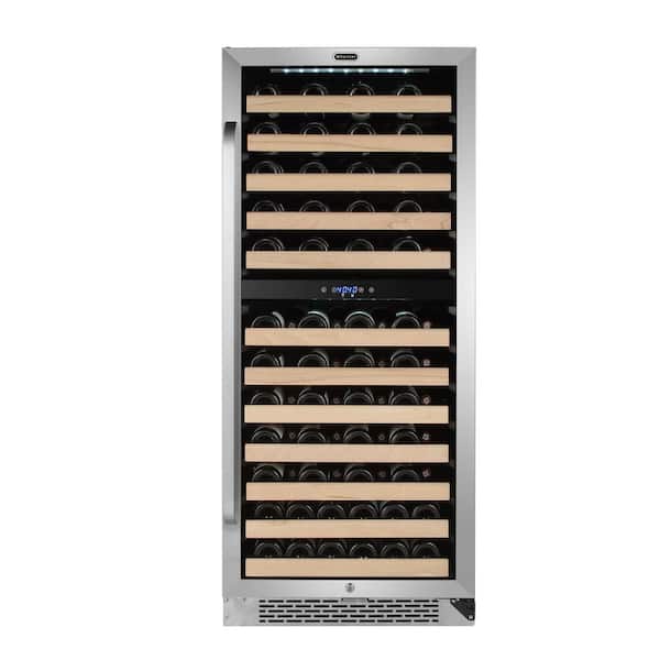 Whynter 24 in. Dual Zone 92-Bottle Wine Cooler Fridge with Display Rack Built-In Stainless Steel UV Protection Glass  Door