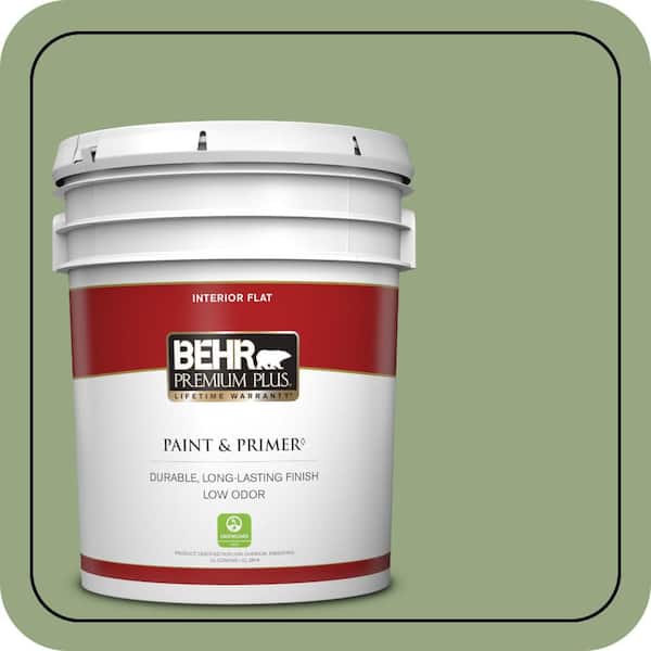 BEHR PREMIUM PLUS 5 gal. #M380-5 Hillside Grove Flat Low Odor Interior Paint & Primer