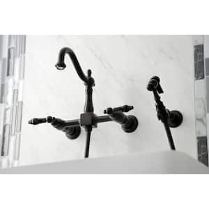 Duchess 2-Handle Wall-Mount Kitchen Faucet with Side Sprayer in Oil Rubbed Bronze
