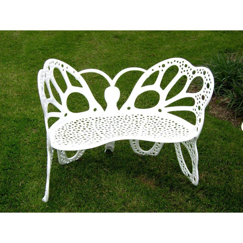 Elegant White Butterfly 4-Person Garden Set in Cast Aluminum