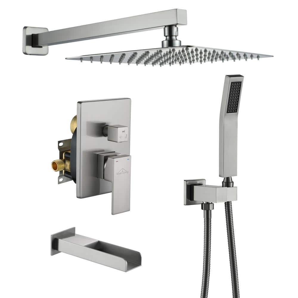 Wall Mount Single-Handle 1-Spray Tub and Shower Faucet with Handheld Shower