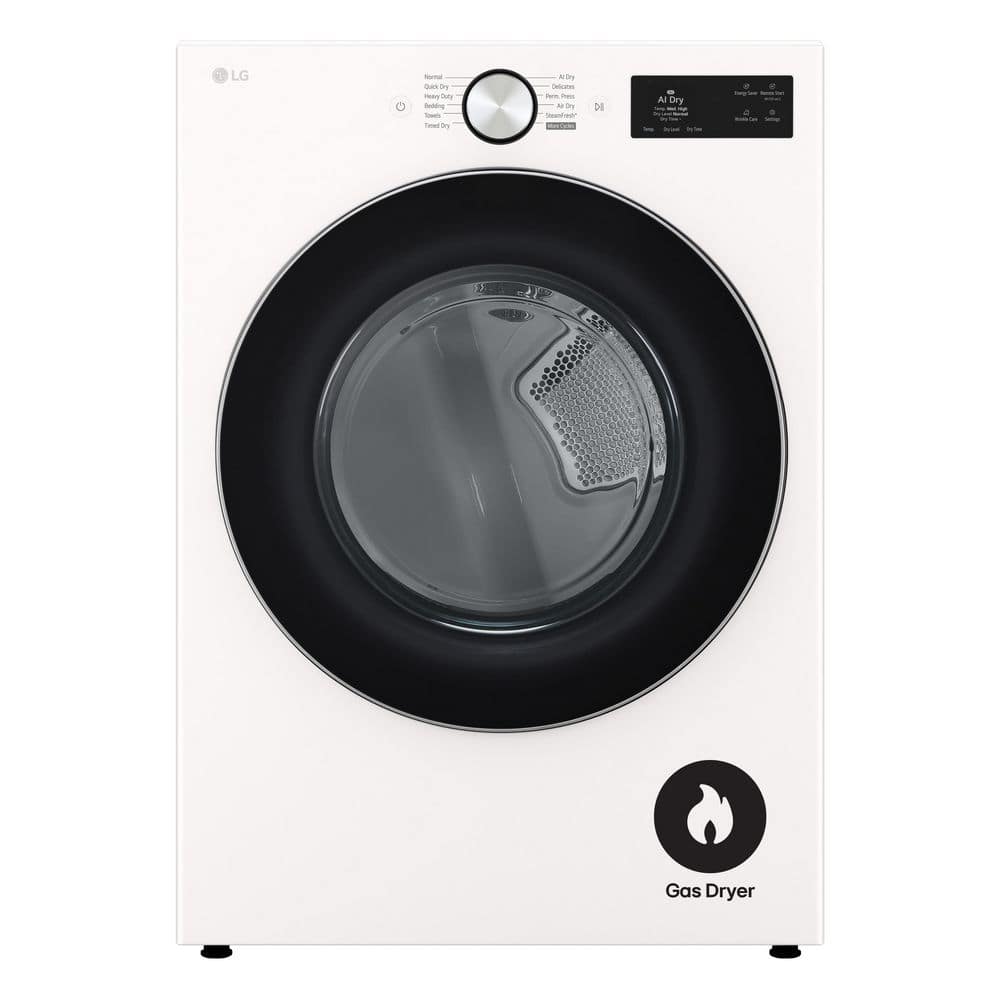 LG 7.4 cu. ft. Vented SMART Stackable Gas Dryer in Alpine White