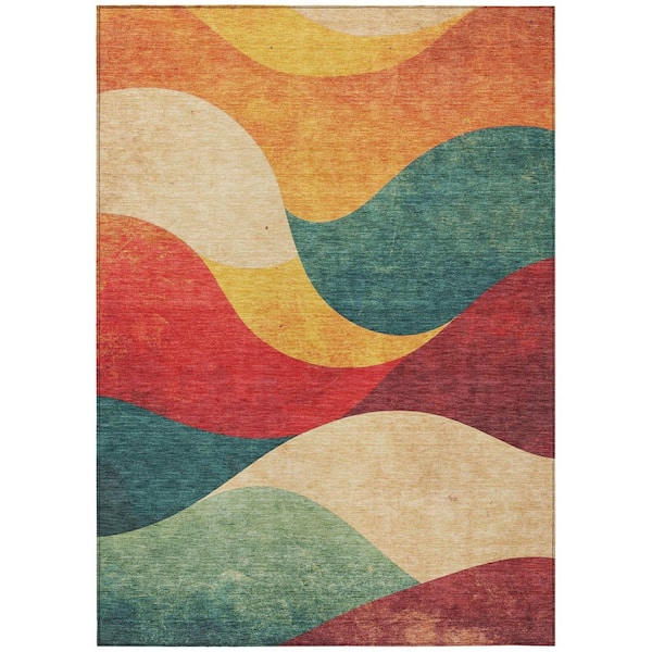 Chantille Machine Washable Indoor/Outdoor Abstract ACN2184 Orange 2 ft. 6 in. x 3 ft. 10 in. Area Rug