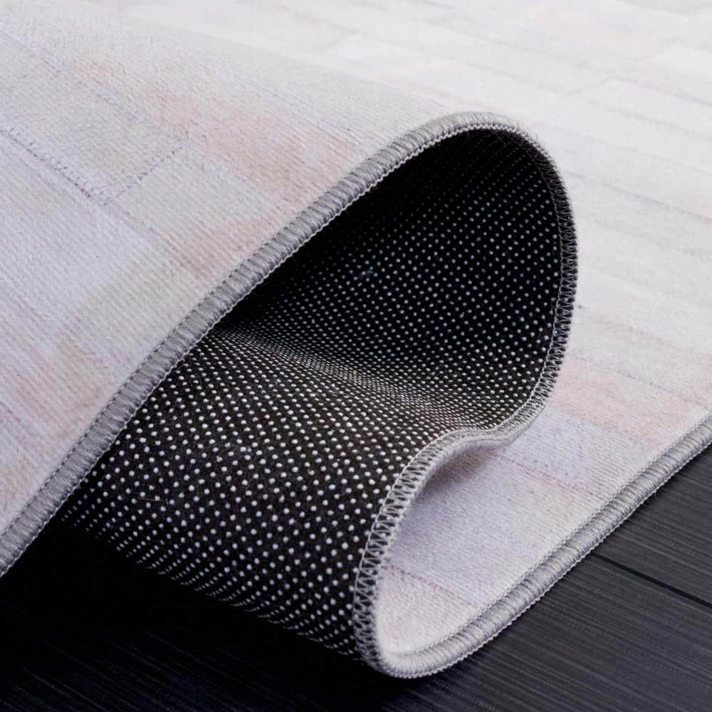 Gray Faux Fur Rectangular Washable Area Rug, 6' x 9'