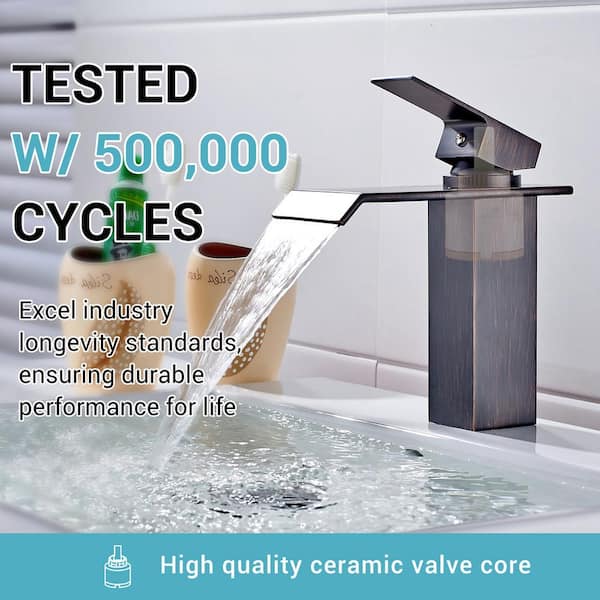 Waterfall Single Handle Single Hole Bathroom Faucet in Oil Rubbed Bronze