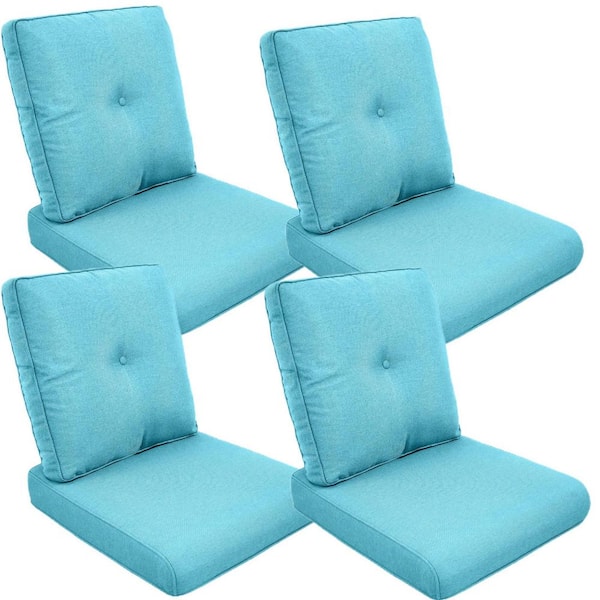 Gymojoy 22 in. x 25 in. 8-Piece Deep Seating Outdoor Lounge Chair Replacement Cushion and Back Pillow in Turquoise