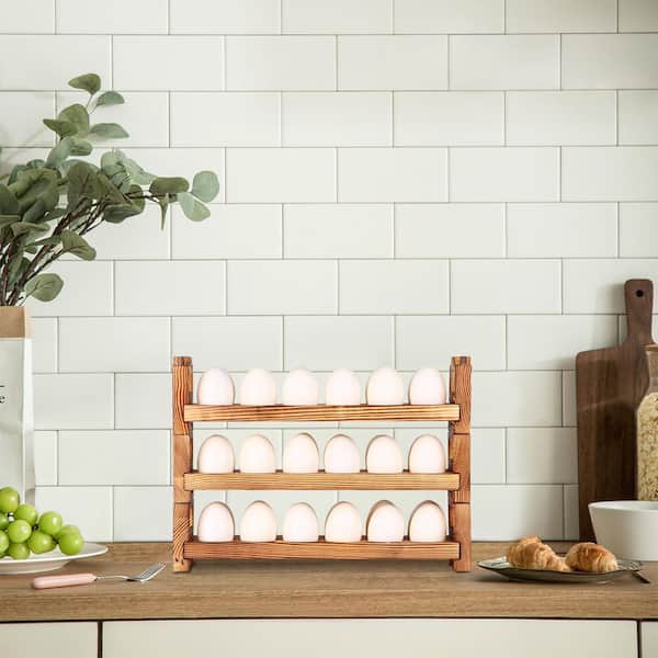 Brown Wooden Egg Holder Fresh Egg Holders Countertop Firewood Egg Collecting Rack for Gathering Fresh Eggs with 36-Eggs