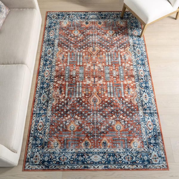 Lavinia Smart Plus with SplashGuard Area Red 5 ft. x 7 ft. Indoor Area Rug