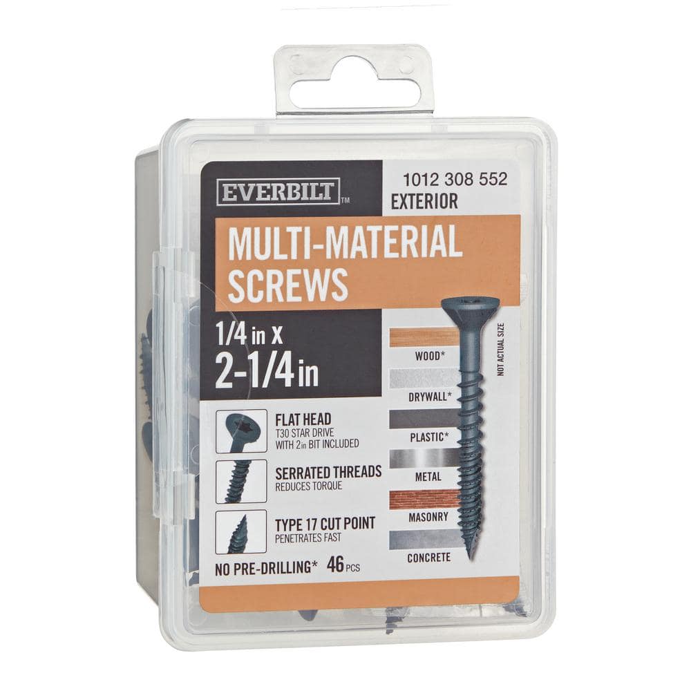 1/4 in x 2-1/4 in. Black 6-Lobe Torx Drive Exterior Flat Head Multi-Material Screw 1 lbs. -Box (46-Piece ) price history on PriceWatchPro