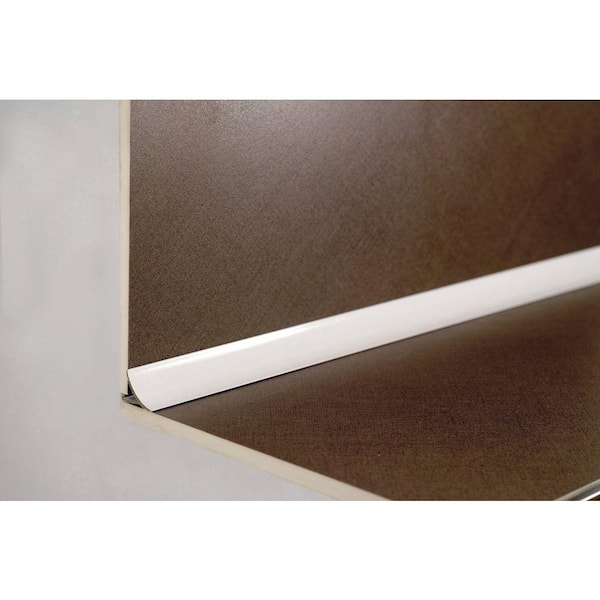 T-COVE 0.875 in. D x 98.5 in. W x 98.4 in. L Connection Wall/Flr Aluminum Powder Ctd White Molding and Transition Trim