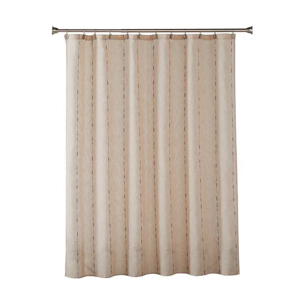 Unbranded Linen Space Dye 72 in. Natural Shower Curtain