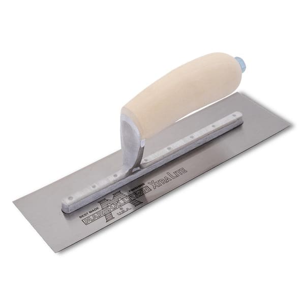 MARSHALLTOWN 10 in. x 3 in. Curved Wood Handle Finishing Trowel