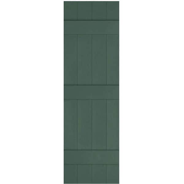 Ekena Millwork 14 in. x 67 in. Lifetime Vinyl Custom Four Board Joined Board and Batten Shutters Pair Forest Green