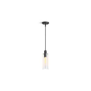 Crue 1-Light Matte Black 4 in. Pendant Light with Clear Glass Shade
