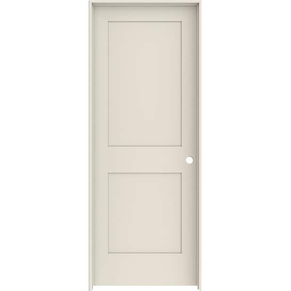 JELD-WEN 28 in. x 80 in. 2-Panel Shaker Left-Hand Primed Solid Core Wood Single Prehung Interior Door