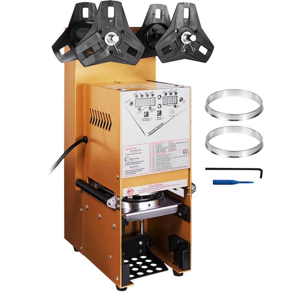 Fully Automatic Cup Sealing Machine,500-650 Cups/H, Sealer for 180 mm Tall & 90/95 mm Cups,Electric Boba Tea Sealer,Gold