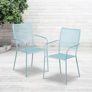 Metal Outdoor Dining Chair in Sky Blue