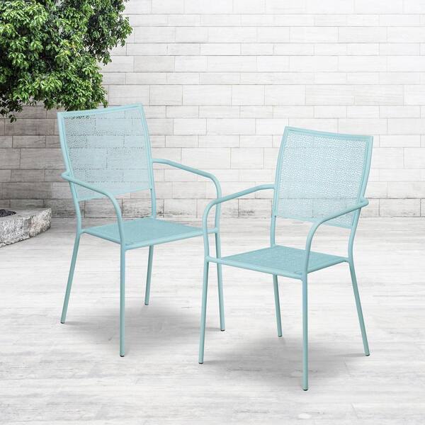 Carnegy Avenue Metal Outdoor Dining Chair in Sky Blue
