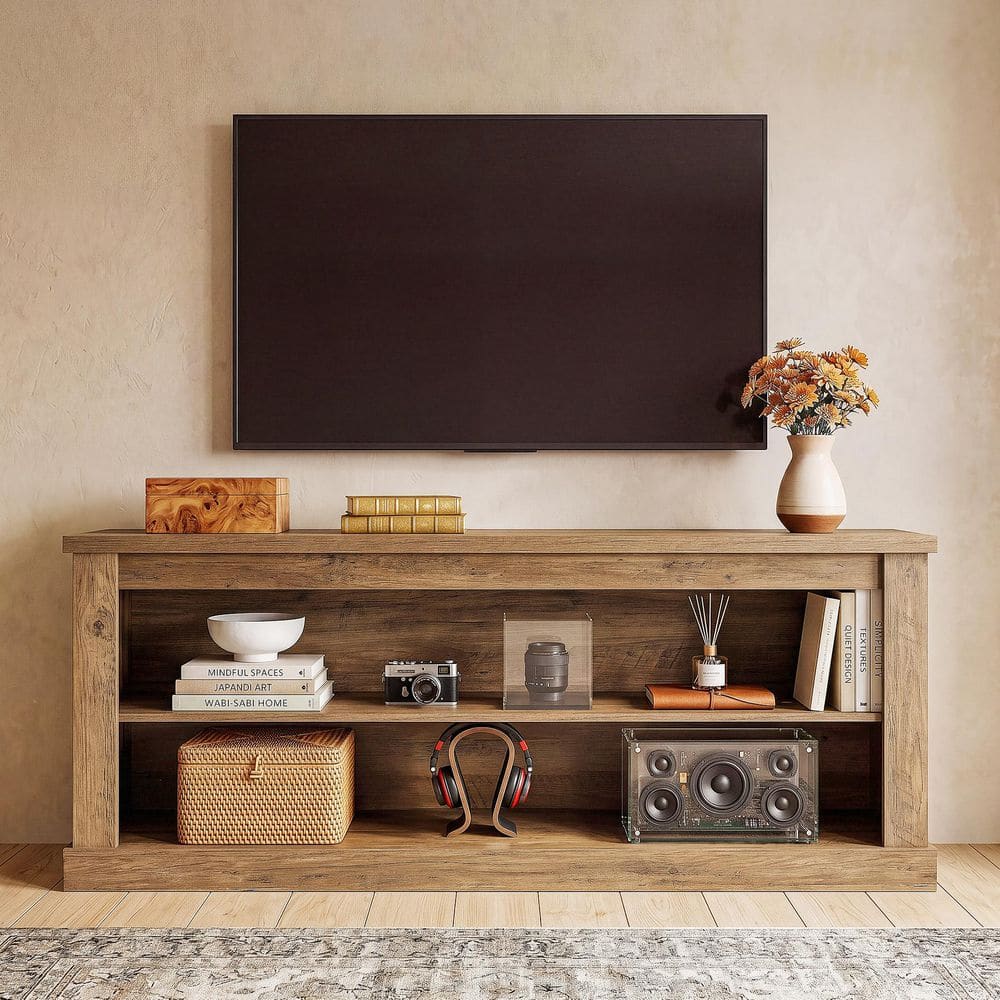 TRIBESIGNS WAY TO ORIGIN Tabor 63 in. Brown Wood TV Stand Fits TVs