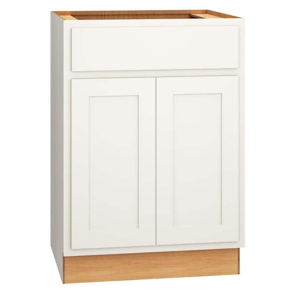 QuickShip Cottage 24 in. W x 21 in. D x 34.5 in. H Assembled Plywood Bath Sink Base Cabinet in White Partial Overlay
