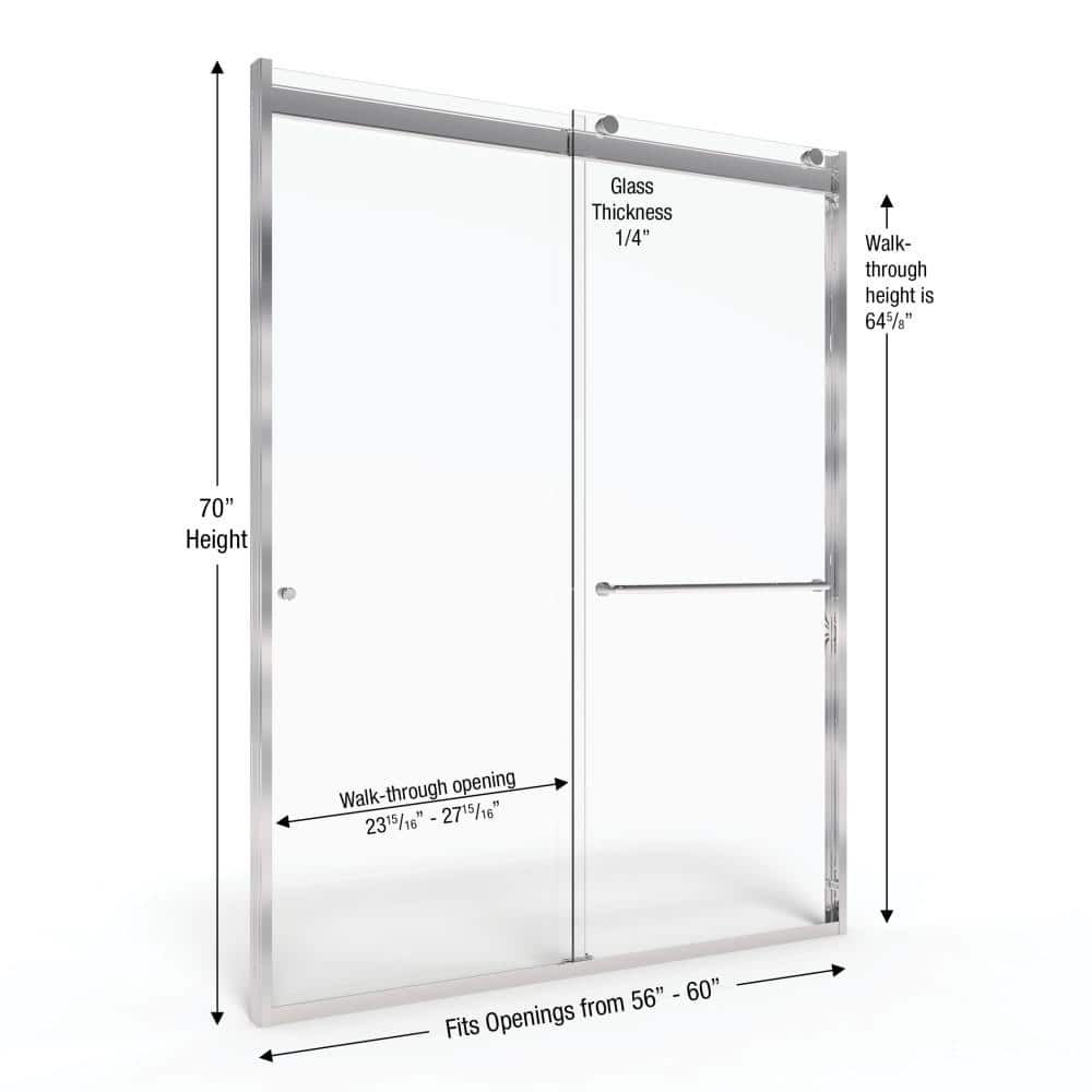 Rotolo 60" Brushed Nickel Semi-Frameless Shower Door with Clear Glass