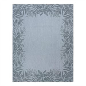 Paseo Tropic Ash 9 ft. x 13 ft. Border Indoor/Outdoor Area Rug