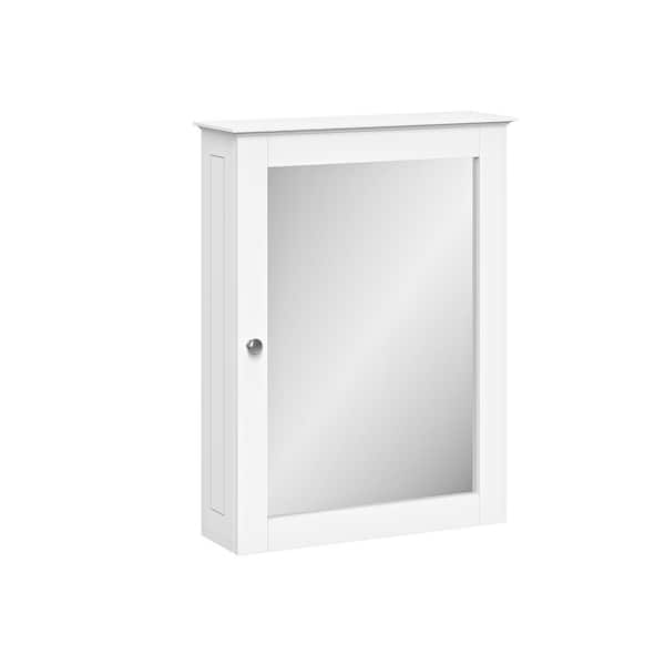 Ashland 18.38 in. W 5.88 in. D x 23.94 in. H Bathroom Storage Wall Cabinet Laundry Medicine Cabinet with Mirror in White