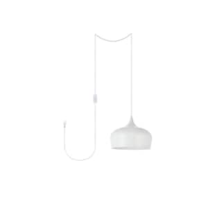 Home Living 40-Watt 1-Light White Shaded Pendant Light with Aluminium Shade, No Bulbs Included