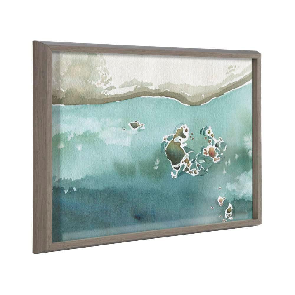 Rocky Shores Coastal Glass Print with Gray Frame, 18x24