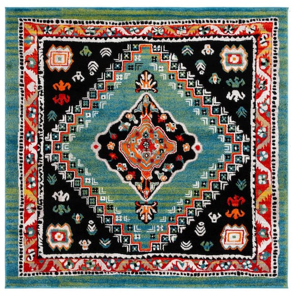 Vintage Hamadan 9 ft. x 12 ft. Green/Black Overdyed Border Area Rug