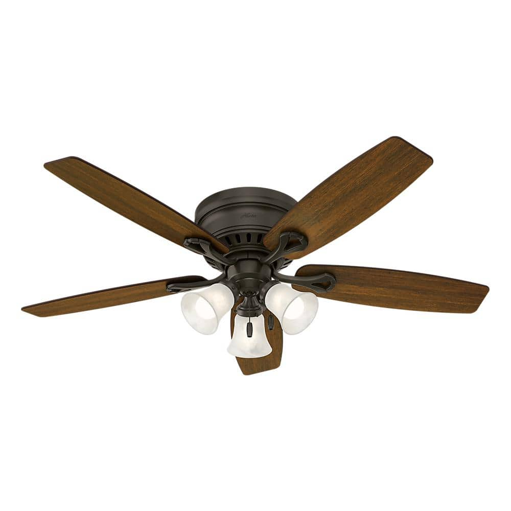 Hunter Oakhurst 52 In Led Indoor Low Profile New Bronze Ceiling Fan With Light Kit 52016 The Home Depot