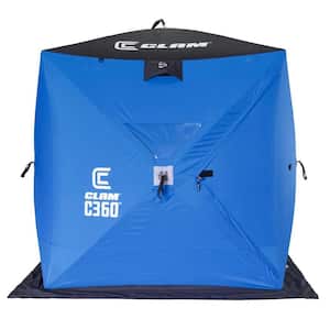 Portable 6 ft. x 6 ft. Pop Up Ice Fishing Angler Hub Shelter in Blue