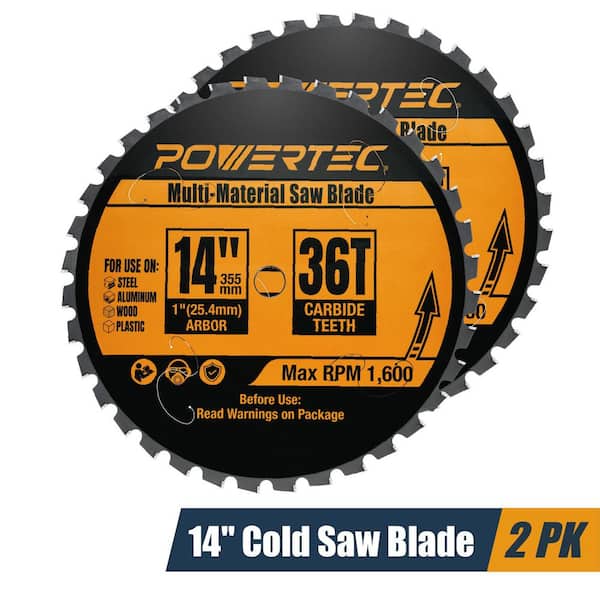 14 in. x 36-Tooth Cold Saw Blade, 1 in. Arbor, Multi-Material Blade, TCG Cemented Carbide Teeth (2-Pack)