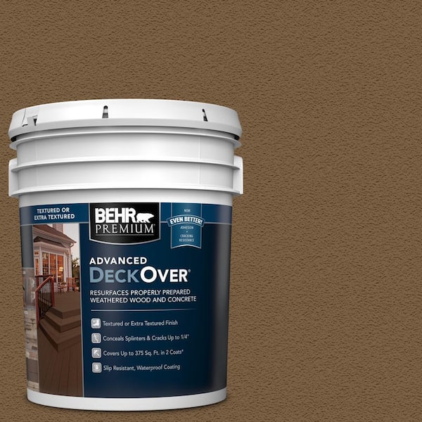 BEHR Premium Advanced DeckOver 5 gal. #SC-109 Wrangler Brown Textured Solid Color Exterior Wood and Concrete Coating