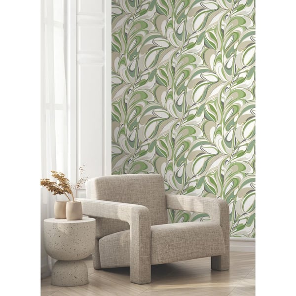 Green Achate Grass Non-Pasted Non-Woven Metallic Wallpaper